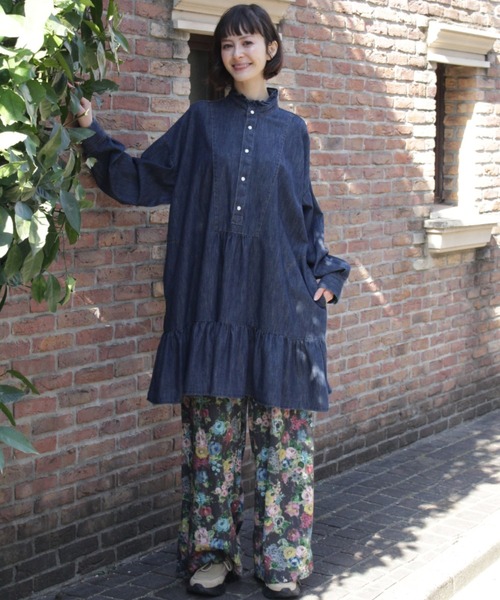 H.A.K（ハク）の「ライトオンスデニム　ロングブラウス（シャツ/ブラウス・レディース・ネイビー/ブルー・FREE）」の5枚目の写真