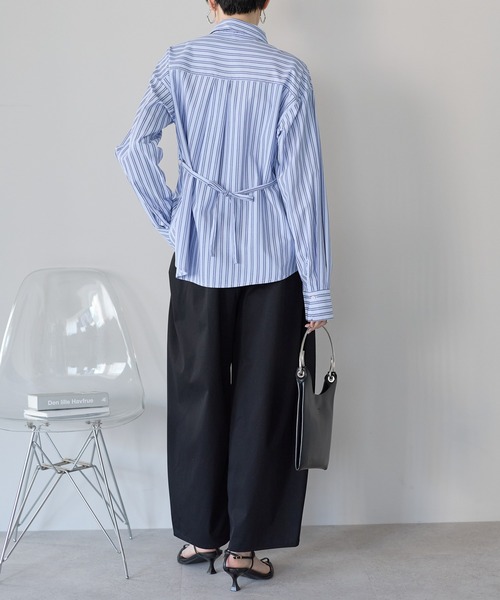 ウエストリボン ストライプシャツ（シャツ/ブラウス）｜r.（アール