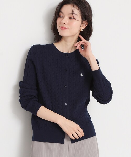 THE SHOP TK （ザ ショップ ティーケー ）の「【POLO BCS 別注】ケーブルカーディガン（カーディガン/ボレロ・レディース・イエロー系その他/ネイビー/アイボリー・12/13）」の2枚目の写真