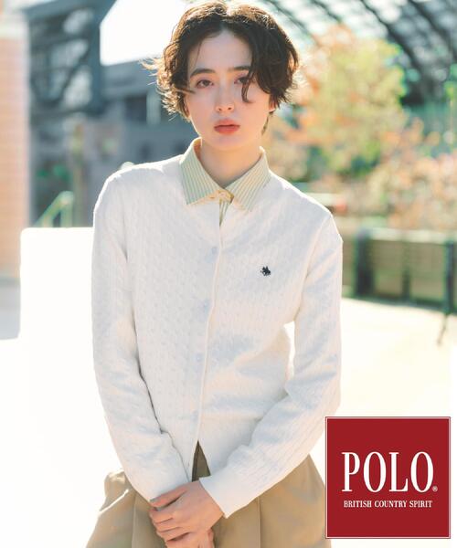 THE SHOP TK （ザ ショップ ティーケー ）の「【POLO BCS 別注】ケーブルカーディガン（カーディガン/ボレロ・レディース・イエロー系その他/ネイビー/アイボリー・12/13）」の2枚目の写真