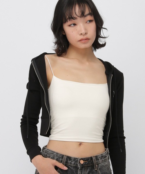 3.3 Field Trip （3.3フィールドトリップ）の「3.3 Field Trip／シンプルカップ付きキャミ（キャミソール・レディース・ブラック/オフホワイト・FREE）」の2枚目の写真