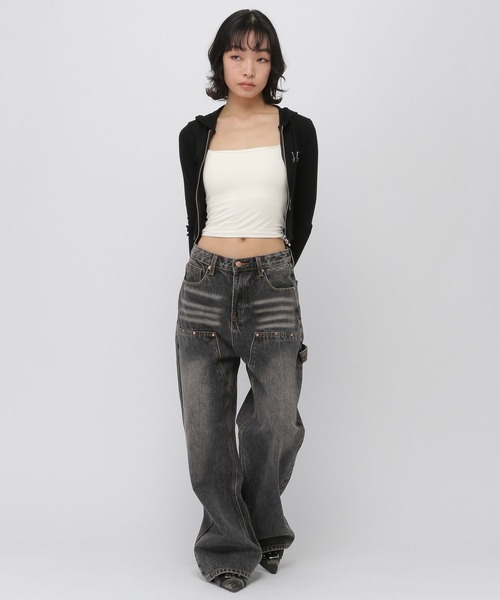 3.3 Field Trip （3.3フィールドトリップ）の「3.3 Field Trip／シンプルカップ付きキャミ（キャミソール・レディース・ブラック/オフホワイト・FREE）」の20枚目の写真