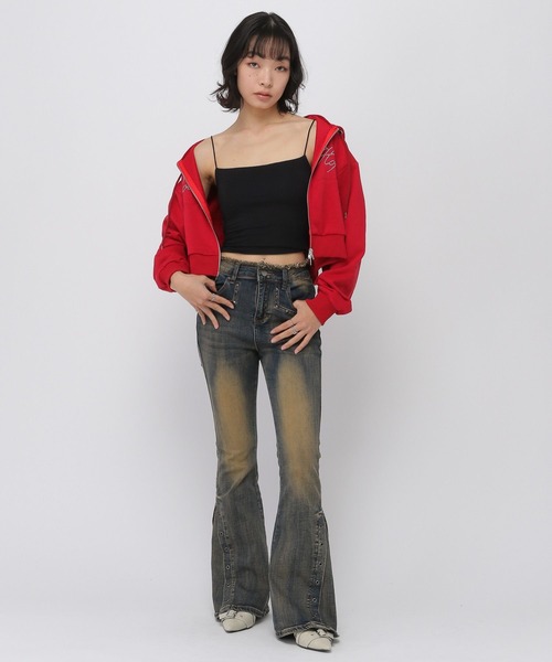 3.3 Field Trip （3.3フィールドトリップ）の「3.3 Field Trip／シンプルカップ付きキャミ（キャミソール・レディース・ブラック/オフホワイト・FREE）」の13枚目の写真