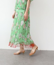 ボカシフラワーレースプリーツスカート