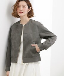 grove | スエードライク ノーカラーブルゾン(ノーカラージャケット)