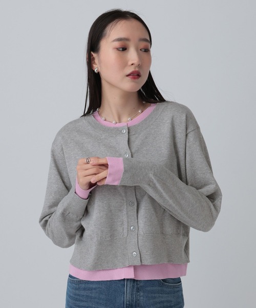 LEPSIM(レプシィム)の「12ゲージ配色レイヤーカーディガン 653190(カーディガン/ボレロ・レディース・ライトグレー/ブルー/ブラック・FREE)」の3枚目の写真