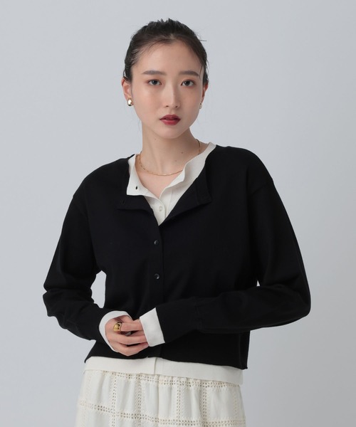 LEPSIM(レプシィム)の「12ゲージ配色レイヤーカーディガン 653190(カーディガン/ボレロ・レディース・ライトグレー/ブルー/ブラック・FREE)」の2枚目の写真