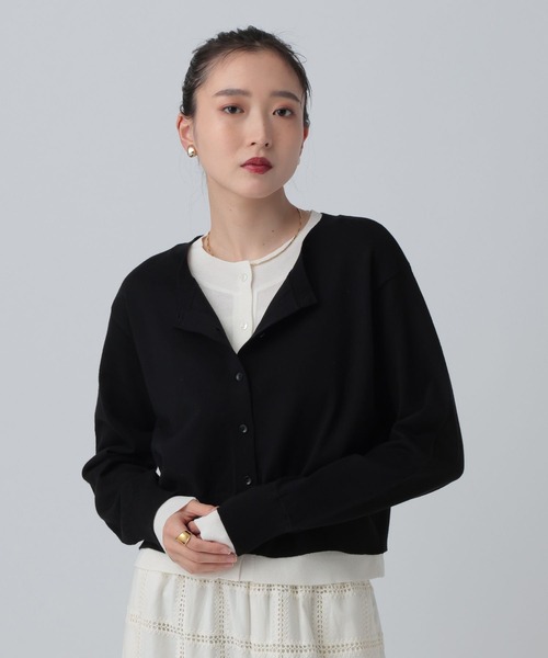 LEPSIM(レプシィム)の「12ゲージ配色レイヤーカーディガン 653190(カーディガン/ボレロ・レディース・ライトグレー/ブルー/ブラック・FREE)」の5枚目の写真