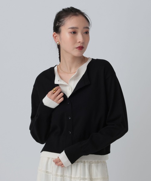 LEPSIM(レプシィム)の「12ゲージ配色レイヤーカーディガン 653190(カーディガン/ボレロ・レディース・ライトグレー/ブルー/ブラック・FREE)」の6枚目の写真