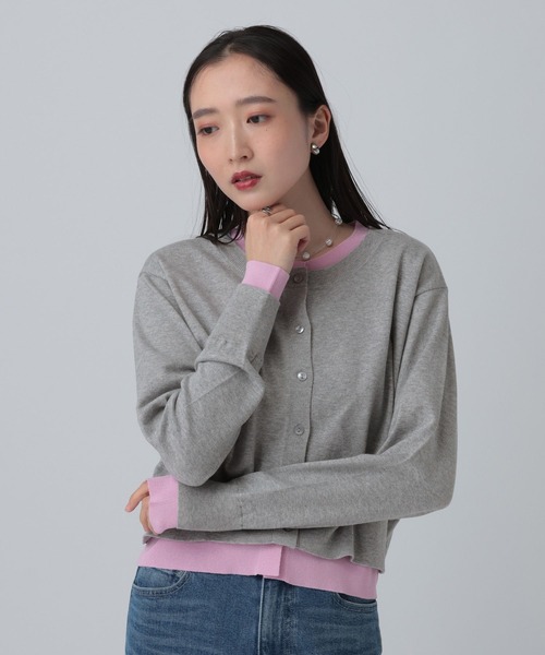 LEPSIM(レプシィム)の「12ゲージ配色レイヤーカーディガン 653190(カーディガン/ボレロ・レディース・ライトグレー/ブルー/ブラック・FREE)」の10枚目の写真