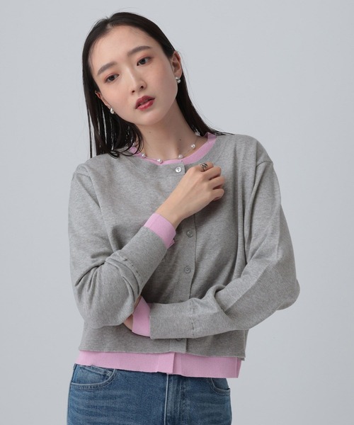 LEPSIM(レプシィム)の「12ゲージ配色レイヤーカーディガン 653190(カーディガン/ボレロ・レディース・ライトグレー/ブルー/ブラック・FREE)」の11枚目の写真