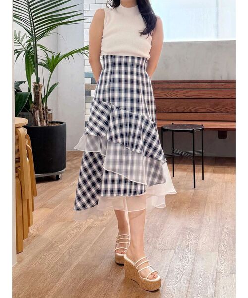 MERCURYDUO（マーキュリーデュオ）の「異素材使いティアードスカート（スカート・レディース・その他1/インディゴブルー・SMALL/MEDIUM）」の10枚目の写真