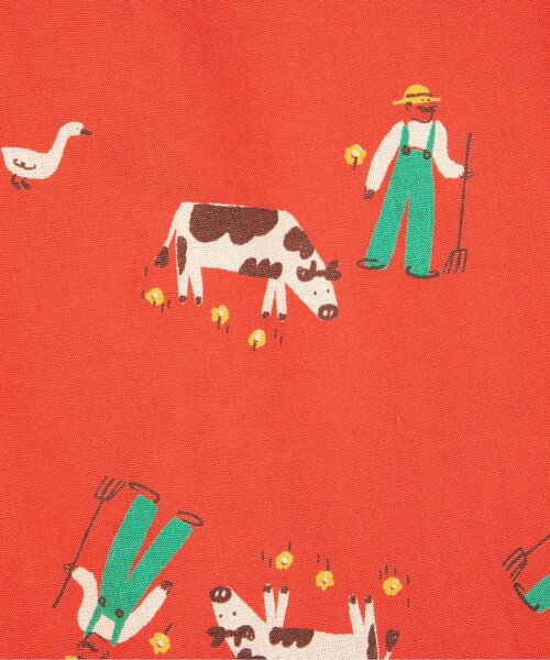 BOBO CHOSES(ボボショーズ)の「総柄Farm Adventure 長パンツ・布帛【キッズ】(その他パンツ・キッズ・レッド・130/120/110/100)」の2枚目の写真