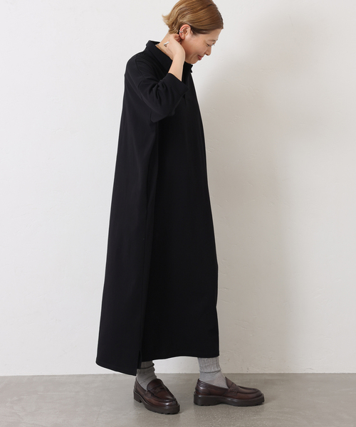 JOURNAL STANDARD LUXE(ジャーナルスタンダード ラックス)の「デラヴェジャージー ポロワンピース(ワンピース・レディース・ブラック・MEDIUM)」の1枚目の写真