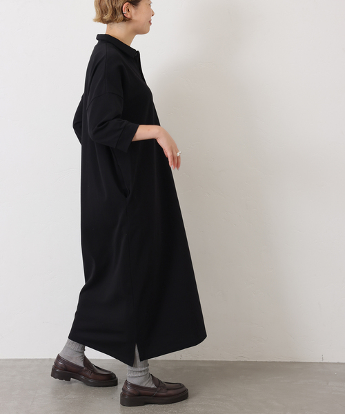 JOURNAL STANDARD LUXE(ジャーナルスタンダード ラックス)の「デラヴェジャージー ポロワンピース(ワンピース・レディース・ブラック・MEDIUM)」の3枚目の写真