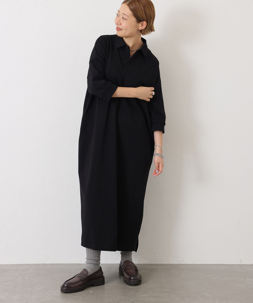 JOURNAL STANDARD LUXE(ジャーナルスタンダード ラックス)の「デラヴェジャージー ポロワンピース(ワンピース・レディース・ブラック・MEDIUM)」の4枚目の写真