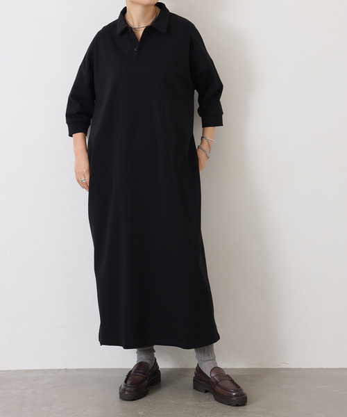 JOURNAL STANDARD LUXE(ジャーナルスタンダード ラックス)の「デラヴェジャージー ポロワンピース(ワンピース・レディース・ブラック・MEDIUM)」の6枚目の写真