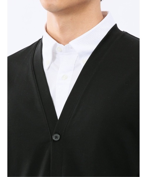 m.f.editorial（エムエフエディトリアル）の「【ストレッチ 接触冷感 抗菌防臭 UVカット】m.f.エディトリアル メンズ シルケットスムス Vネックカーディガン（カーディガン/ボレロ・メンズ・ライトグレー/ブラック・X-LARGE/LARGE/MEDIUM）」の6枚目の写真