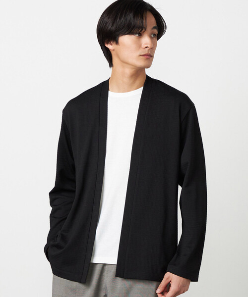 COMME CA ISM（コムサイズム）の「【セットアイテム】ボタンレスカーディガン+Tシャツ（カーディガン/ボレロ・メンズ・グレー/ブラック・LARGE/MEDIUM）」の2枚目の写真