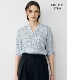 BackSatinAmunzen 5分袖キーネックブラウス（シャツ/ブラウス）｜ICB