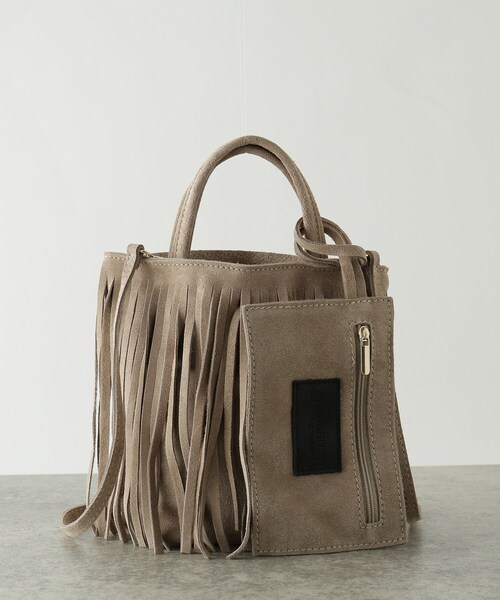 GALLEST（ギャレスト）の「スエードフリンジバッグ（ハンドバッグ・レディース・ベージュ/ダークブラウン・00）」の2枚目の写真