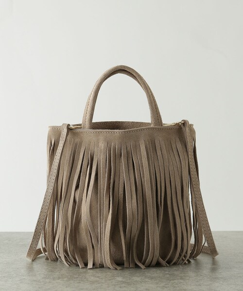 GALLEST（ギャレスト）の「スエードフリンジバッグ（ハンドバッグ・レディース・ベージュ/ダークブラウン・00）」の3枚目の写真