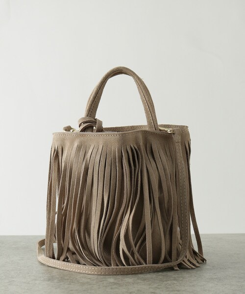GALLEST（ギャレスト）の「スエードフリンジバッグ（ハンドバッグ・レディース・ベージュ/ダークブラウン・00）」の5枚目の写真