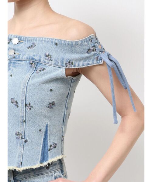 EMODA（エモダ）の「デニムオフショルダートップ（Tシャツ/カットソー・レディース・ライトブルー/ブラウン/インディゴブルー・FREE）」の10枚目の写真