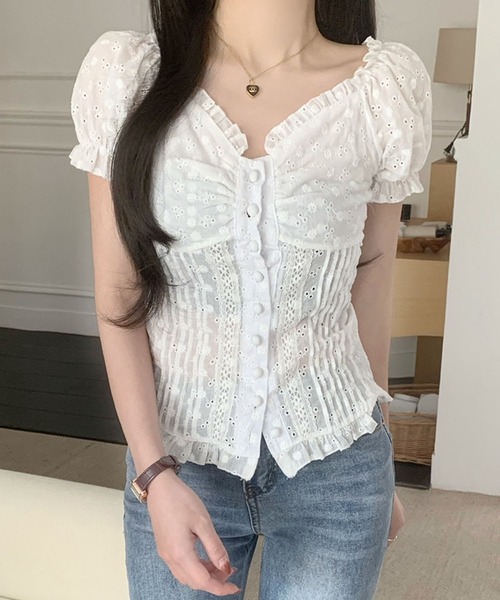 GLAMOROUS JANE(グラマラスジェーン)の「コットンレース半袖ブラウス(シャツ/ブラウス・レディース・ホワイト・M)」の7枚目の写真