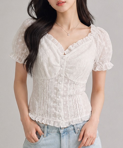 GLAMOROUS JANE(グラマラスジェーン)の「コットンレース半袖ブラウス(シャツ/ブラウス・レディース・ホワイト・M)」の14枚目の写真