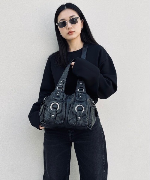 ONE DAY KMC (ワンデイケーエムシー)の「Five pockets 2Way Boston Bag/ファイブポケット2ウェイボストンバッグ(ボストンバッグ・レディース・ダークグレー/ブラウン/ブラック・FREE)」の12枚目の写真