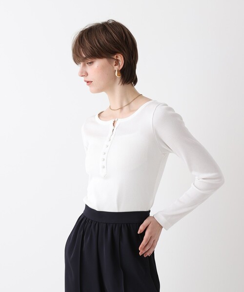 allureville(アルアバイル)の「テレコヘンリーネックプルオーバー(Tシャツ/カットソー・レディース・ホワイト/ブラック/サックスブルー・2)」の5枚目の写真