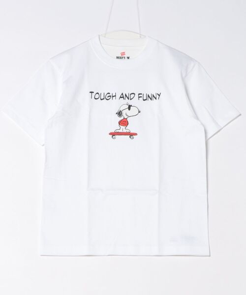 HANES(ヘインズ)の「Hanes/ヘインズ/PEANUTS×BEEFY T-SHIRTS(Tシャツ/カットソー・レディース・ホワイト/ブラック・XS/S/M)」の1枚目の写真