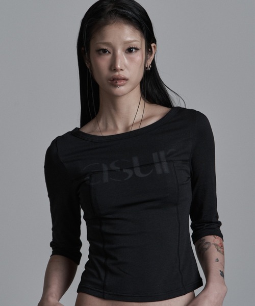 as you are(アズユーアー)の「◇ASYOUARE◇ソーイング ボート ネック スリーブ SEWING BOAT NECK SLEEVE(Tシャツ/カットソー・レディース・ブラック/ホワイト/グレー・FREE)」の1枚目の写真