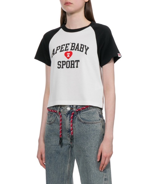 A BATHING APE(アベイシングエイプ)の「APEE BABY PRINT RAGLAN TEE(Tシャツ/カットソー・レディース・ブラック/バーガンディー・SMALL/X-SMALL)」の5枚目の写真
