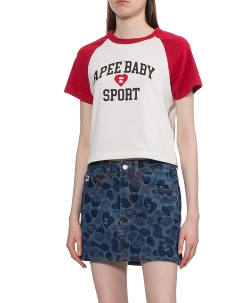A BATHING APE(アベイシングエイプ)の「APEE BABY PRINT RAGLAN TEE(Tシャツ/カットソー・レディース・ブラック/バーガンディー・SMALL/X-SMALL)」の6枚目の写真