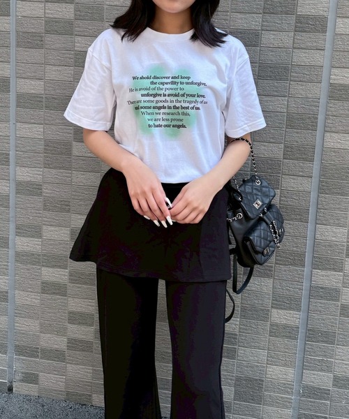 etta(エタ)の「韓国っぽ英字プリントデザイン半袖Tシャツ(Tシャツ/カットソー・レディース・B/ホワイト/A・MEDIUM/LARGE)」の3枚目の写真