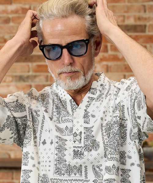 Maison code 13(メゾンコードサーティーン)の「mhs2585-felkod×Maison code 13 collaboration linen like bandana pullover shirts バンダナ柄プルオーバーシャツ(M26S-17)(シャツ/ブラウス・メンズ・ホワイト/ブラック・S/M/L)」の6枚目の写真