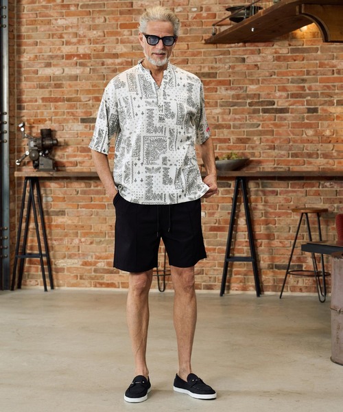 Maison code 13(メゾンコードサーティーン)の「mhs2585-felkod×Maison code 13 collaboration linen like bandana pullover shirts バンダナ柄プルオーバーシャツ(M26S-17)(シャツ/ブラウス・メンズ・ホワイト/ブラック・S/M/L)」の8枚目の写真