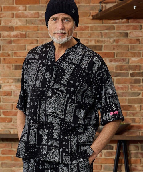 Maison code 13(メゾンコードサーティーン)の「mhs2585-felkod×Maison code 13 collaboration linen like bandana pullover shirts バンダナ柄プルオーバーシャツ(M26S-17)(シャツ/ブラウス・メンズ・ホワイト/ブラック・S/M/L)」の10枚目の写真