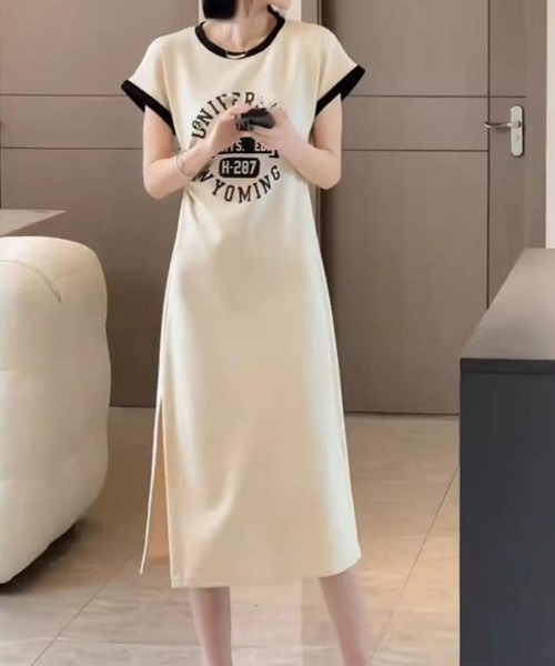 SallyLunn(サリーラン)の「【デイリーに活躍】カレッジロゴ リンガーTワンピース(ワンピース・レディース・ホワイト/ブラック・LARGE/MEDIUM)」の5枚目の写真