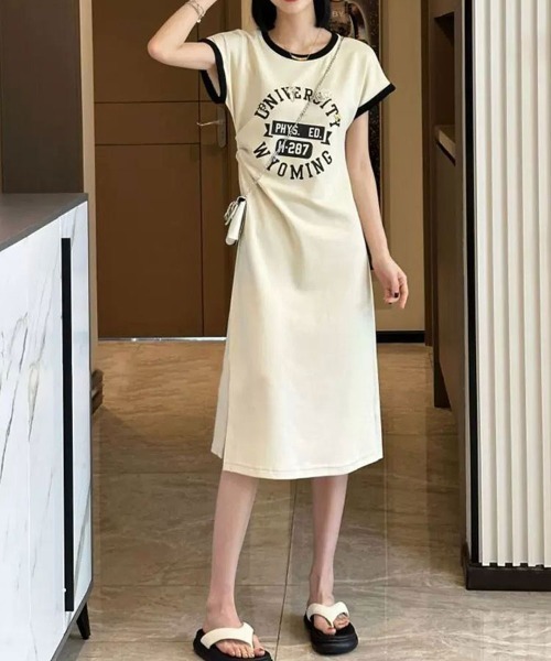 SallyLunn(サリーラン)の「【デイリーに活躍】カレッジロゴ リンガーTワンピース(ワンピース・レディース・ホワイト/ブラック・LARGE/MEDIUM)」の7枚目の写真