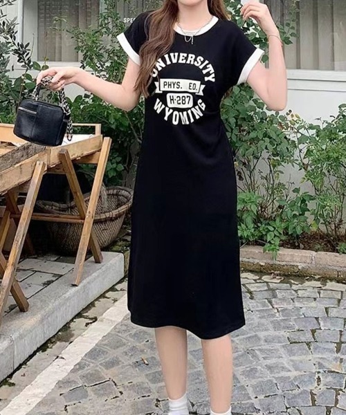 SallyLunn(サリーラン)の「【デイリーに活躍】カレッジロゴ リンガーTワンピース(ワンピース・レディース・ホワイト/ブラック・LARGE/MEDIUM)」の12枚目の写真