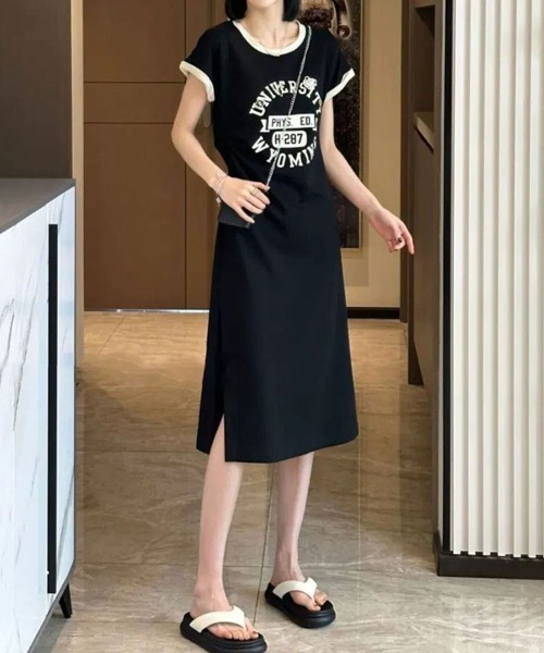 SallyLunn(サリーラン)の「【デイリーに活躍】カレッジロゴ リンガーTワンピース(ワンピース・レディース・ホワイト/ブラック・LARGE/MEDIUM)」の15枚目の写真