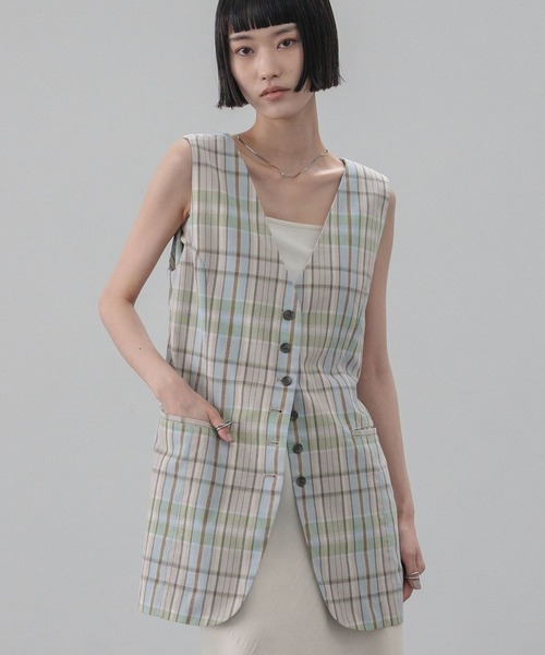 LOWRYS FARM(ローリーズファーム)の「【接触冷感・UVカット】ソフリネンベスト 657860(ベスト・レディース・ブラウン系その他/ベージュ系その他/ブルー系その他・FREE)」の3枚目の写真