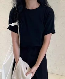 【ミドル丈/薄手】こなれて見えるノームコア。半袖 ラウンドネック Tシャツ レディース