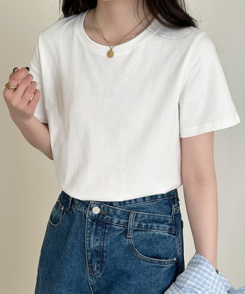 DAY CLOSET(デイ クローゼット)の「【ミドル丈/薄手】こなれて見えるノームコア。半袖 ラウンドネック Tシャツ レディース(Tシャツ/カットソー・レディース・ブラウン/ホワイト/杢グレー/ブラック・FREE)」の11枚目の写真