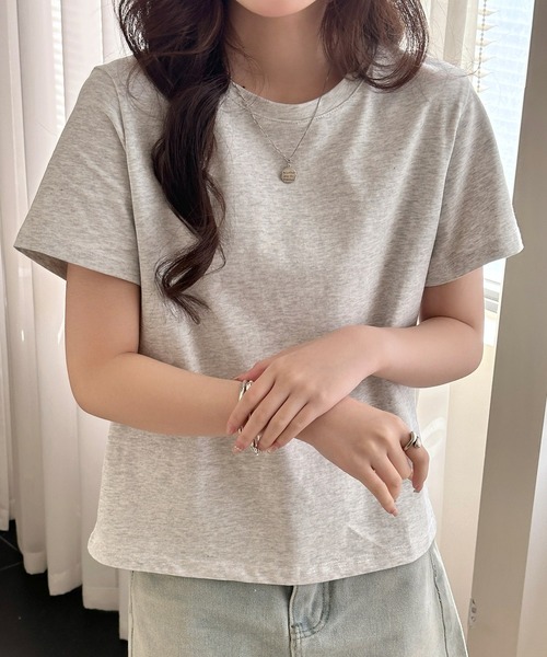 DAY CLOSET(デイ クローゼット)の「【ミドル丈/薄手】こなれて見えるノームコア。半袖 ラウンドネック Tシャツ レディース(Tシャツ/カットソー・レディース・ブラウン/ホワイト/杢グレー/ブラック・FREE)」の8枚目の写真