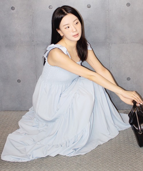 Emilie（エミリー）の「肩リボンキャミソールワンピース（ワンピース・レディース・ピンク/アイボリー/ブラック/ライトブルー・FREE）」の14枚目の写真