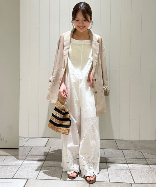 SLOBE IENA(スローブイエナ)の「エンブロイダリーレースサロペット(サロペット/オーバーオール・レディース・ブラック/ホワイト・FREE)」の10枚目の写真
